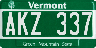 VT license plate AKZ337