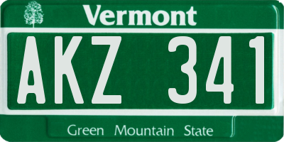 VT license plate AKZ341