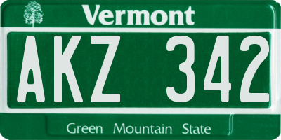 VT license plate AKZ342