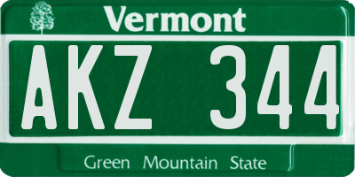 VT license plate AKZ344