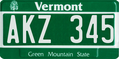 VT license plate AKZ345