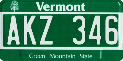 VT license plate AKZ346