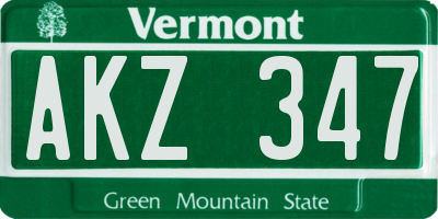 VT license plate AKZ347