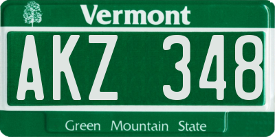VT license plate AKZ348