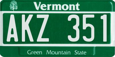 VT license plate AKZ351