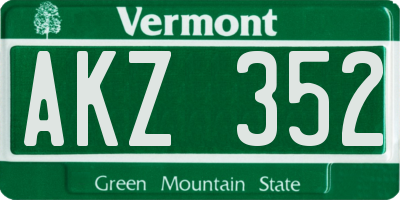 VT license plate AKZ352