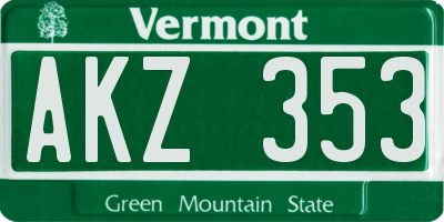 VT license plate AKZ353