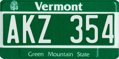 VT license plate AKZ354