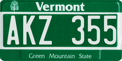 VT license plate AKZ355