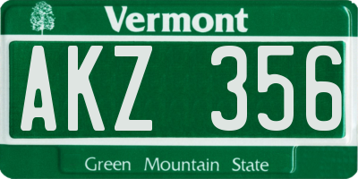 VT license plate AKZ356