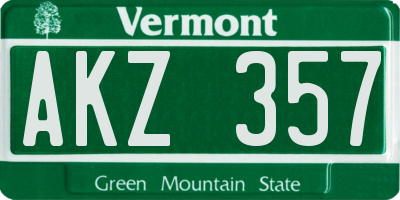 VT license plate AKZ357