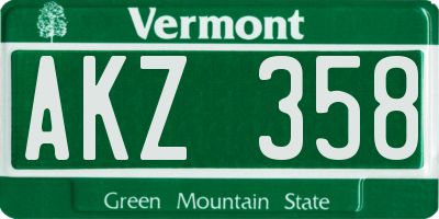 VT license plate AKZ358