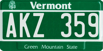 VT license plate AKZ359