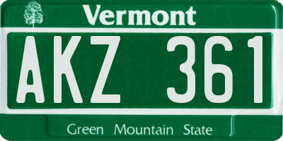 VT license plate AKZ361