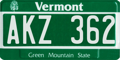 VT license plate AKZ362