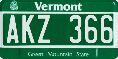 VT license plate AKZ366