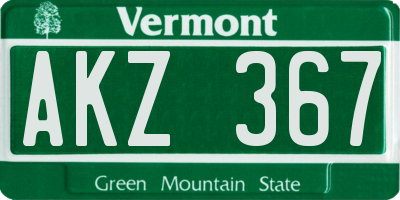 VT license plate AKZ367