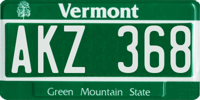 VT license plate AKZ368