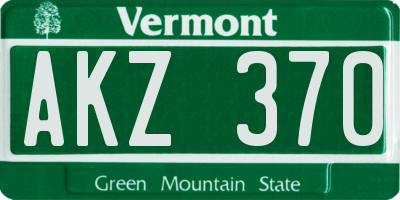 VT license plate AKZ370