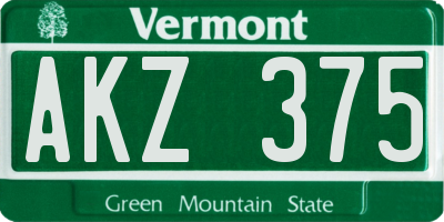VT license plate AKZ375