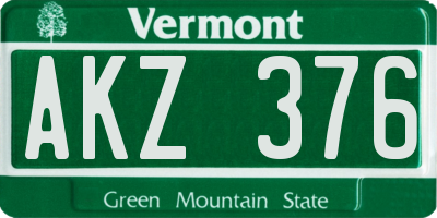 VT license plate AKZ376