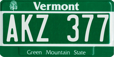 VT license plate AKZ377