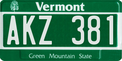 VT license plate AKZ381