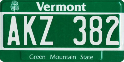 VT license plate AKZ382