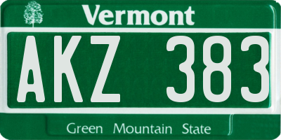 VT license plate AKZ383