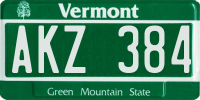 VT license plate AKZ384
