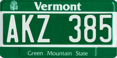 VT license plate AKZ385