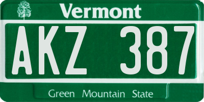 VT license plate AKZ387