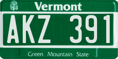 VT license plate AKZ391