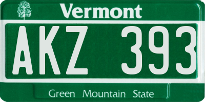 VT license plate AKZ393