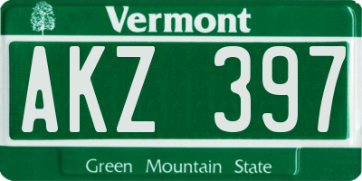 VT license plate AKZ397