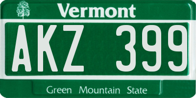 VT license plate AKZ399