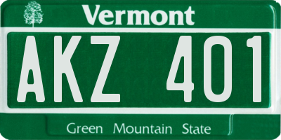VT license plate AKZ401