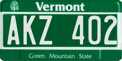 VT license plate AKZ402