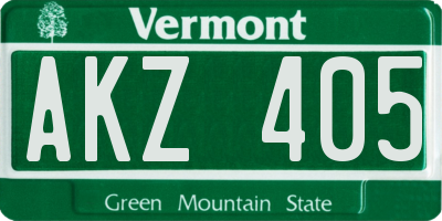 VT license plate AKZ405