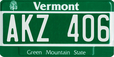 VT license plate AKZ406