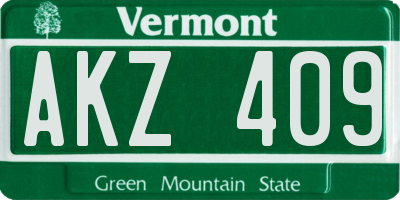 VT license plate AKZ409