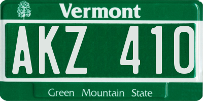 VT license plate AKZ410