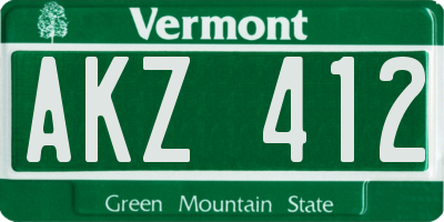 VT license plate AKZ412