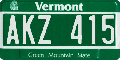 VT license plate AKZ415