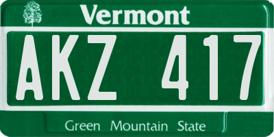 VT license plate AKZ417