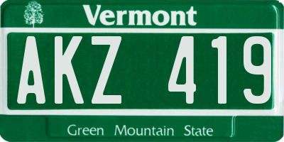 VT license plate AKZ419