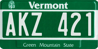 VT license plate AKZ421