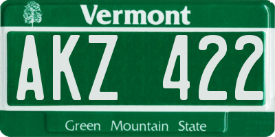 VT license plate AKZ422