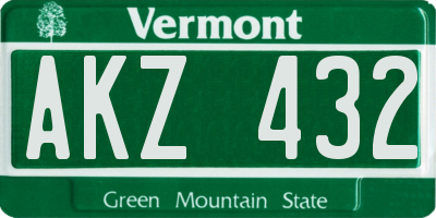 VT license plate AKZ432