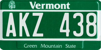 VT license plate AKZ438